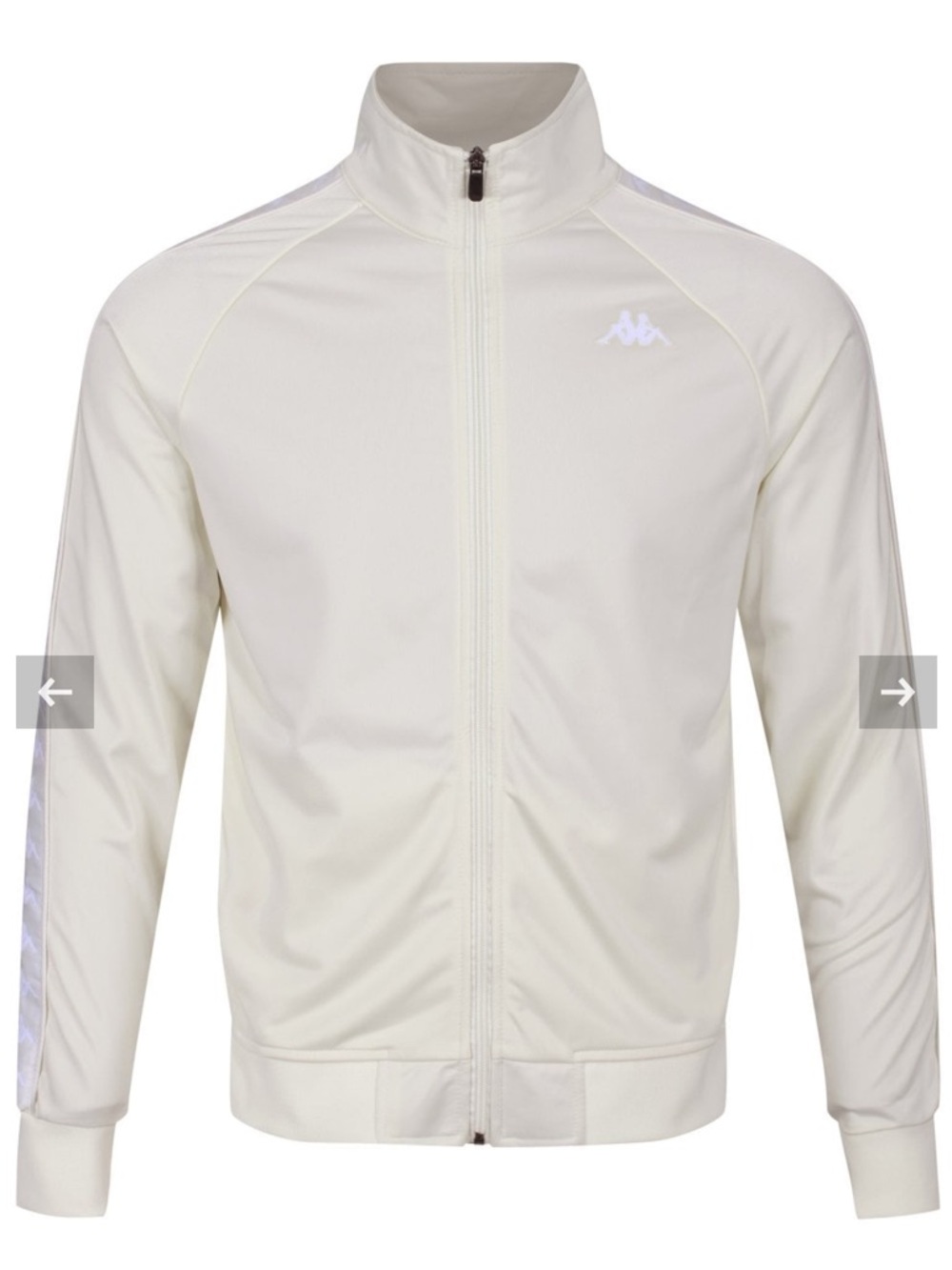 NEW 🆕 Kappa Men’s Off-White Track Jacket with Satin Sleeve Stripe Slim Fit XL